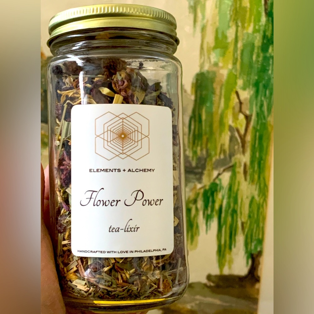 Organic Herbal Fresh Loose Leaf Tea - One 12oz SEALED Mason Jar - FLOWER POWER